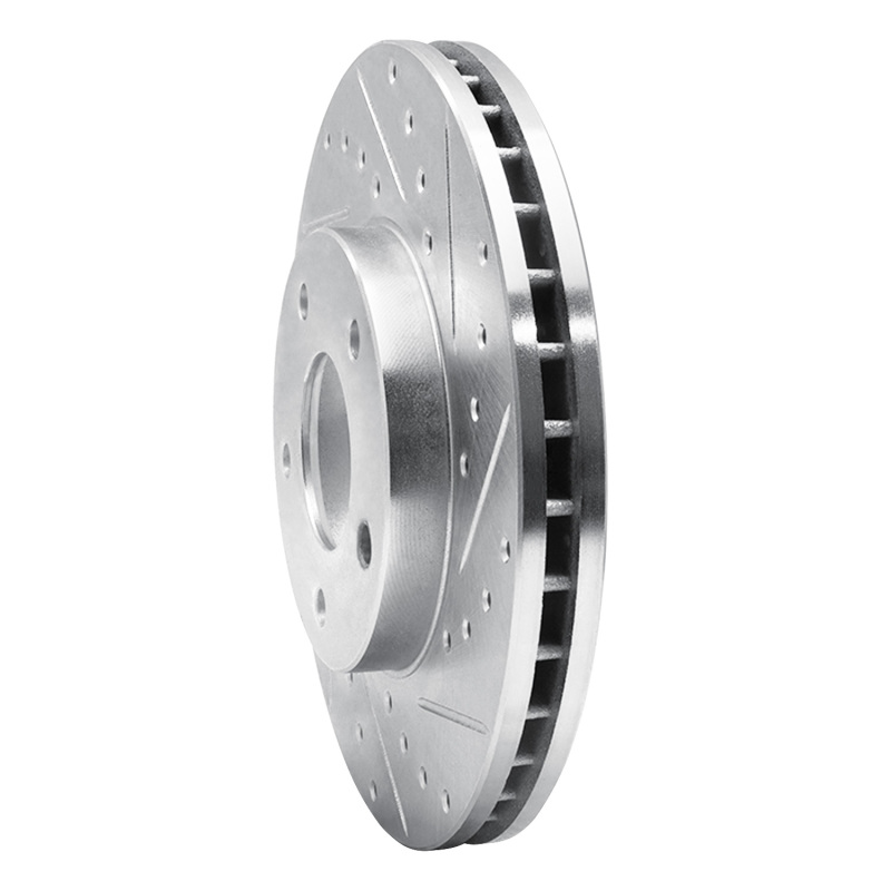 Nissan X-Trail Brake Rotor (1) - Front Right - R1 Concepts - Drilled & Slotted - Silver - `02-`07